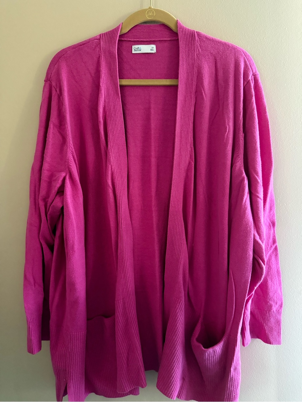 croft & barrow Bright Fuchsia Open-Front Knit Cardigan